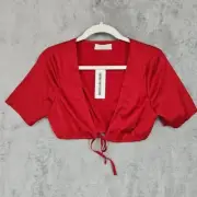Urban Outfitters Crop Top Womens Size XS Red Stain Tie Front V-Neck Stretch Boho