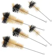 SOPOTUTU 6pcs Flask Cleaning Brush Pig Hair Bristle Iron Handle Laboratory Bottle Wash Tool for Reusable Washable for Complete Cleaning