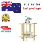 COFFEE TABLE SQUARE MARBLE STYLE TOP Gold Legs Magazine Shelf Tea End Table