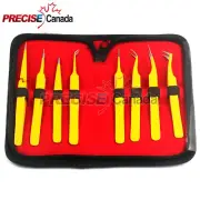NEW Craft Jewellery Watch Markers Tool Swiss Tweezers 8 Pcs Yellow Color Set