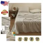 Soft Breathable King-Sized Linen Flat Sheet - Pre-Washed & Textured Comfort