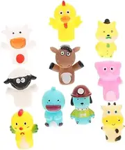 GARVALON 10pcs Interactive Animal Finger Puppets for Stretchy Educational for Storytelling Role Playing and Parent Bonding Activities