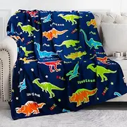 Dinosaur Gifts Toys for Boys Girls - Glow in The Dark Dino Blanket Best Christmas Birthday Valentine's Day Easter Presents for Kids Age 1 2 3 4 5 6 7 8 9 10 Year Old Child Teen Soft Throw 50"x60"