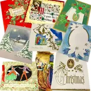 Vtg Antique Unused Christmas Card Lot Deco Pochoir Die Cut Embossed Poinsettias