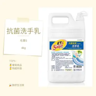 (大量~免運~) 毛寶S 抗菌 保濕 洗手乳 無香精（無香）（4公斤）（營業用）（4公斤*12罐）毛寶洗手乳4KG