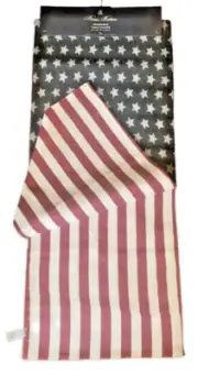 Brooks Brothers Table Runner 14x72" Reversible Red White Blue Flag 100% Cotton