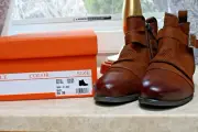 Miz Mooz Wide Width Leather Ankle Boots w Buckle - Suzy - Hazelnut -EU 37W - 7