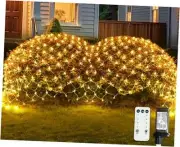 Outdoor Net Lights Waterproof, 12ft x 5ft Plug in with 8 Modes Warm White