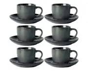6x Ecology Stoneware Tableware Element Espresso Tea Cup & Saucer 120ml Raven
