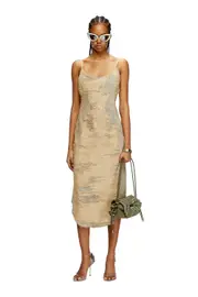 [Diesel] Diesel - Dress in overdyed floating-thread denim - Dresses - Woman - Beige L Beige