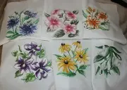 10 Sketched Flowers Quilt Blocks Embroidered Gorgeous #2 SET