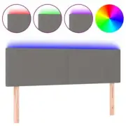 LED Lights Headboard Bed Frame Head Bedhead Board Fabric Dark Grey 144cm Double