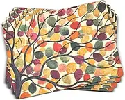 Pimpernel Dancing Branches Collection Placemats | Set of 4 | Heat Resistant Mats | Cork-Backed Board | Hard Placemat Set for Dining Table | Measures 15.7” x 11.7” Multicolor