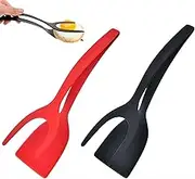 Silicone Egg Turning Spatula, 2 PCS Grip and Flip Tongs Spatula, Fried Eggs Turners, 2 in 1 Omelette Clamp, Frying Turning Grilling Kitchen Cooking Tool for Bread Fish Pancake Toast Home Kitchen