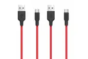 2x Philex 1m Silicone 2A Charge Sync Type-C Cable to USB for Samsung Android Red