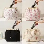 Canvas Makeup Organizer Drawstring Make Up Case Cosmetic Bag Women