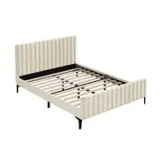 Oikiture Bed Frame Queen Size Beds Platform Velvet Fabric ROYO