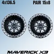 15x8 50 Caliber Racing 502 Beadlock Wheels 4x136.5 5/3 Maverick X3 KRX Talon