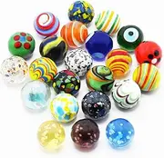 23 PCS Glass Marbles for Kids, 20 Colorful Assorted Marbles and 3 Glow in The Dark Marbles, Marble Games and Marble Run Accessories for Boys and Girls, Beautiful Marbles Bulk for Home Decoration