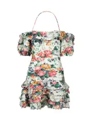 Ruffle Accent Floral Print Mini Dress