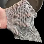 Cast Iron Scrubber, 316L Stainless Steel Fine Mesh Scraper, Upgraded 3.8mm Chainmail Scrubber, for Pre-Seasoned Pot Dutch Oven Waffle Maker Cast Iron Skillet Pan Glass Container (6''x6'')
