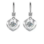 2PCS Copper Women's Fashion Jewelry Heart-shaped Hook Type Long Tassel Earrings