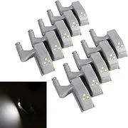 Grcfumo 10Pcs Cabinet Hinge Led Light, Warm Cool Whit Cabinet Cupboard Hinge LED Light Sensor, Smart Touch Induction Light for Cabinet Cupboard Closet (White Light)