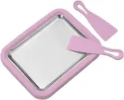 Ice Cream Maker, Ice Cream Plate With 2 Spatulas,DIY Rolled Ice Cream Maker, Home Use Non Electric Cold Plate 304 Stainless Steel Easy to Use Ice Cream Machine Make（Pink）