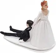 Bride Dragging Groom Cake Topper, Cake Topper Wedding Bride and Groom, Wedding Cake Toppers Funny, Reluctant Groom Figurines (Reluctant Groom)