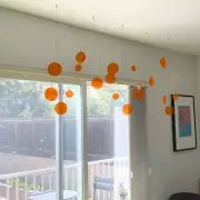Mid Century Modern Art Mobile in Clear Orange - MCM Retro Atomic Home Decor