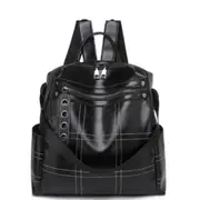 Fashion Retro PU Leather Ladies Double Shoulders Backpack Handbag Single-shoulder Bag (Black)