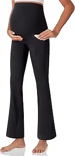 [POSHDIVAH] Women's Maternity Yoga Pants Work Lounge Stretchy Bootcut Flare Pants Pregnancy Dress Trousers for Business Casual