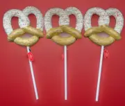 23" White Sprinkle Gold Glitter Faux Pretzel Candy Land Path Marker Yard Stakes