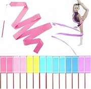 Niceup 14 PCS Dance Ribbons for Unicorn Rainbow Party Favors Decoration, Pastel Rainbow Ribbon Streamer Dancer Wands for Kids Ballet Gymnastics Birthday Party Goodie Bag Fillers
