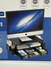Simple Trending NEW 2 Tier Monitor Stand Riser Computer Desk Organizer w/ Drawer