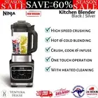 Ninja Foodi Cold & Hot Blender Smoothie Fruit Juice Shake Soup Sauce Maker Black
