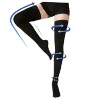 Thigh High Compression Stockings Closed Toe Medium 15-20mmhg Black Closed Toe