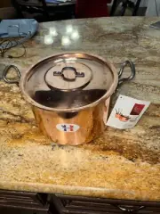 BAUMALU Copper Stock Pot Casserole double handle with lid 4qt France