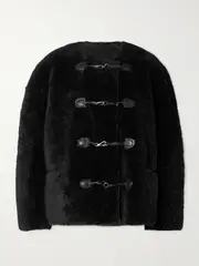 [TOTEME] TOTEME - Leather-trimmed Shearling Jacket - Black - M/L M/L Black
