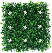 DWIND 4 Pack Artificial Eucalyptus Flower Grass Tiles 12 x 12 Turf Tiles Greenery Backdrop with Artificial Flower Privacy Fence Screen Plants Mats Decor for Outdoor Indoor Garden Fence Backyard