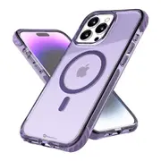 iPhone 15 Plus Transparent Drop-Resistant Case Cover - Strong Build, MagSafe Compatible, Scratch Protection, Shock Absorption - Clear Purple
