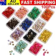100Pcs Colored Flat Thumb Tacks Push Pins Thumb Tacks With Case Drawing Map Set