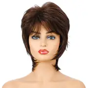 Women Short Hair Wig with Full Bangs