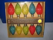 Patio Garden String Lights 10 LED Faceted Bulbs Multi-Color Battery Powered