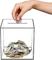 Acrylic Piggy Bank - Clear Unopenable Savings Coin Money Box, Save Up Smash Box, Break to Open for Adults and Kids