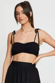 Black Crop Top Sleeveless - Size S, Women's Cami