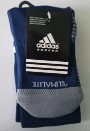 ADIDAS Medium Soccer Socks Climalite Unisex Blue / Gray / White Logo NWT