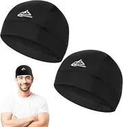 [Ruinous] Unisex Adult Skull Cap, 2 Pack Durag, Running Cap, Helmet Liner, Cycling Cap, Black