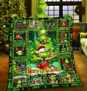 The Grinch Merry Christmas And Grinchmas 2024 Fleece Blanket, Xmas Gift 2024