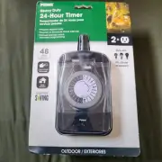 Prime Outdoor 24 Hour Mechanical Timer With Two Grounded Outlets 125 V Black